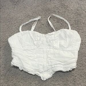 Chic White Ruched Crop Top